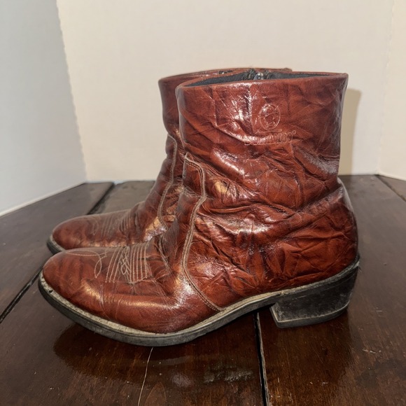 Durango Other - Durango TR 824 Side Zip Western Dress Ankle Boots Mens 10EE Brown Leather